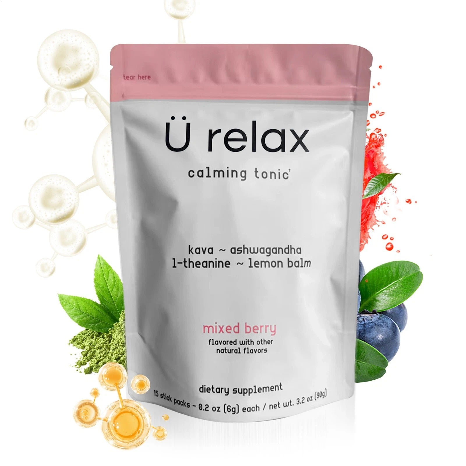 SuperMart U Relax Calming Tonic- 15 Packets MIXED BERRY Flavor Relax Calming Drink