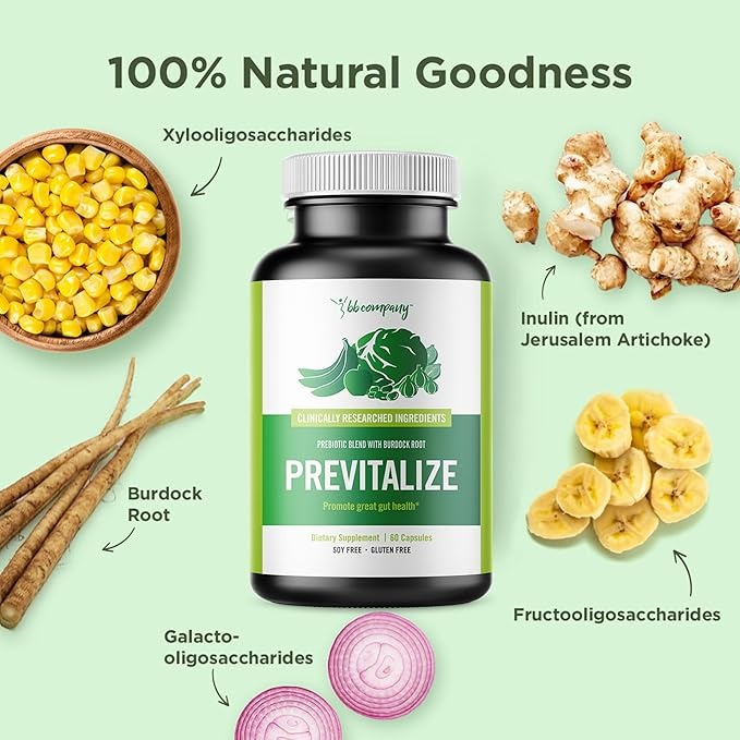 SuperMart BB Company Previtalize | Prebiotics for Women, Prebiotic Fiber for Gut Health, Digestive Health | Food for Good Probiotics | Complement to Probiotics & Provitalize | Packaging Vary | 60 Ct